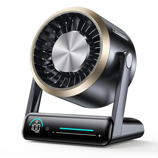 Rechargeable Turbo Desktop Fan, 6000mAh Battery Portable Table & Wall‑Mount Fan, Touch Digital Display 100 Wind Speeds, 90° Adjustable Tilt Bracket Personal Cooling Fan For Home Office Bedroom