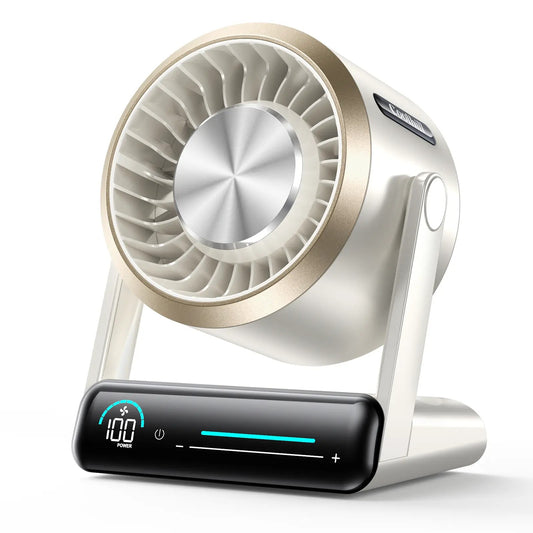 Rechargeable Turbo Desktop Fan, 6000mAh Battery Portable Table & Wall‑Mount Fan, Touch Digital Display 100 Wind Speeds, 90° Adjustable Tilt Bracket Personal Cooling Fan For Home Office Bedroom