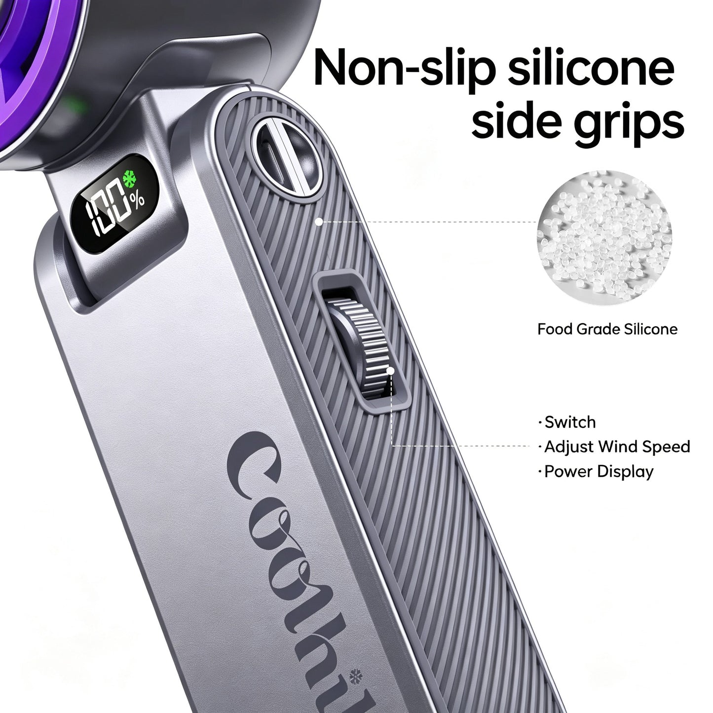 Coolhill Portable Handheld Fan, Ice Compress Cooling Mini Fan with 199 Speed, 5500mAh Rechargeable Battery LED Power Display, Foldable Personal Fan with Lanyard for Outdoor Travel